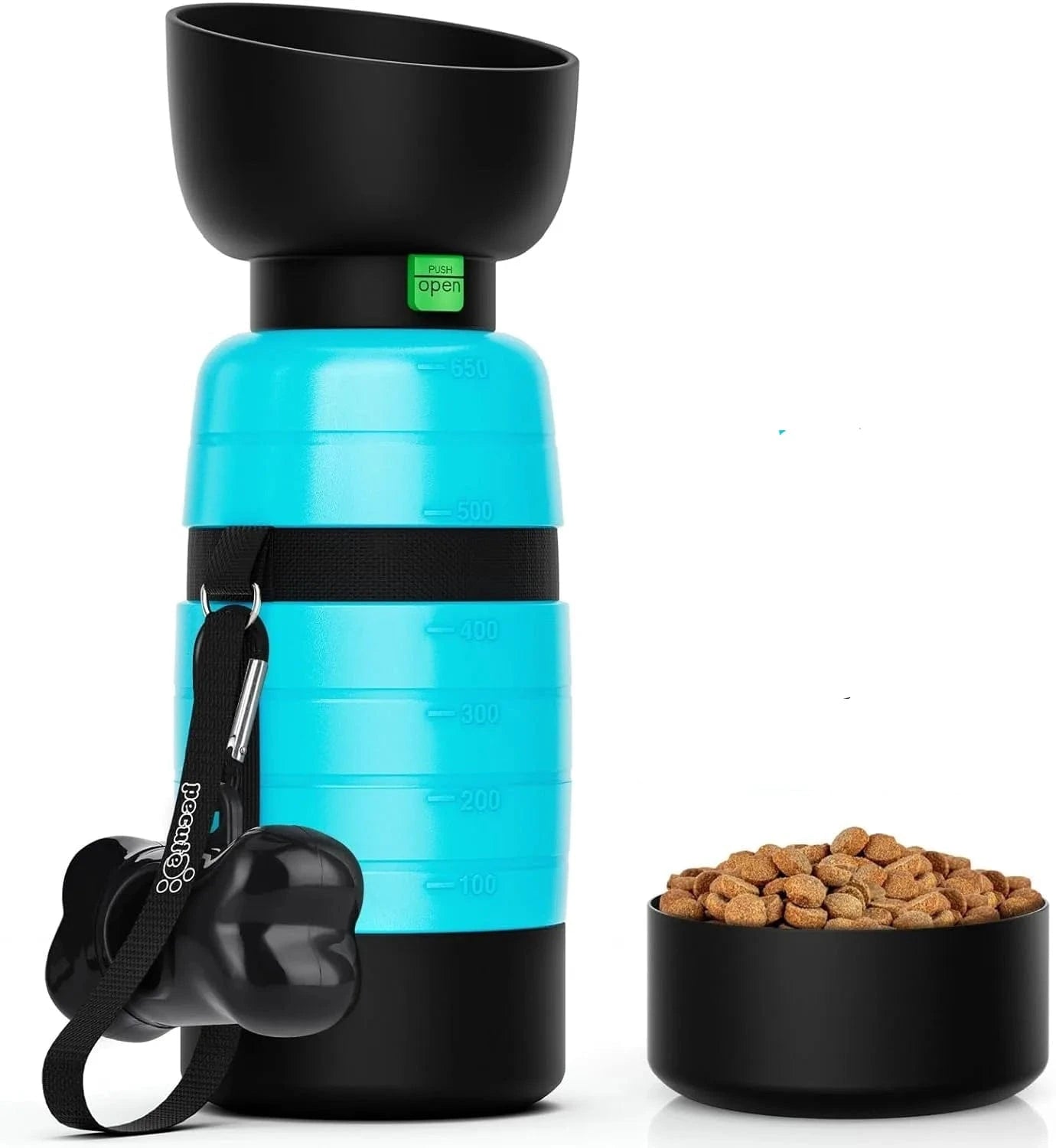 Dog Water Bottle with Food Container - Furry Tail Finds