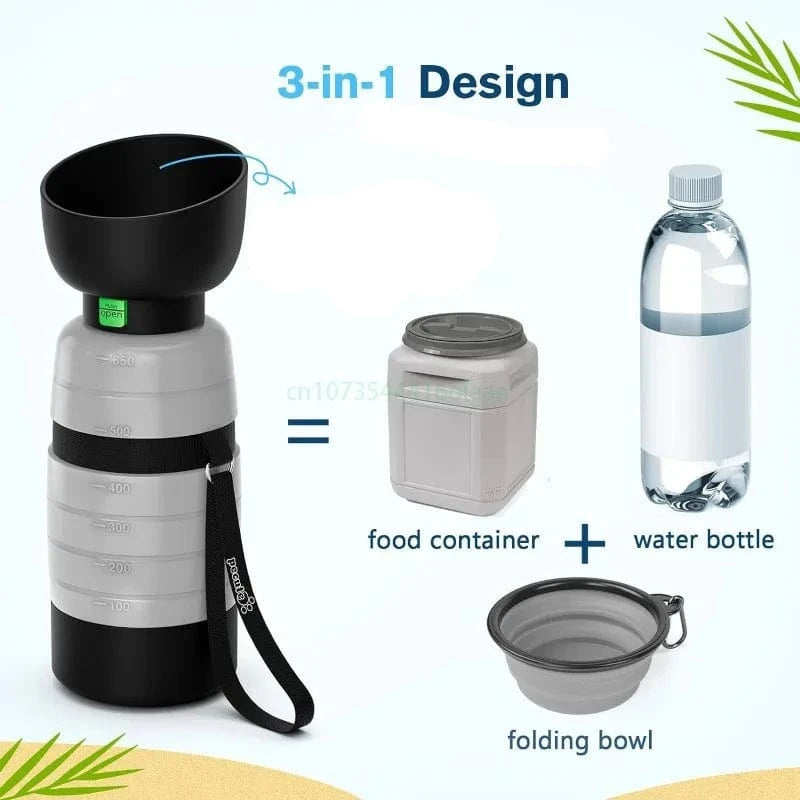 Dog Water Bottle with Food Container - Furry Tail Finds