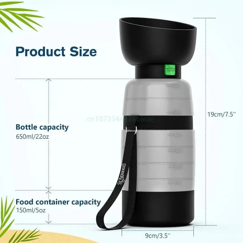 Dog Water Bottle with Food Container - Furry Tail Finds