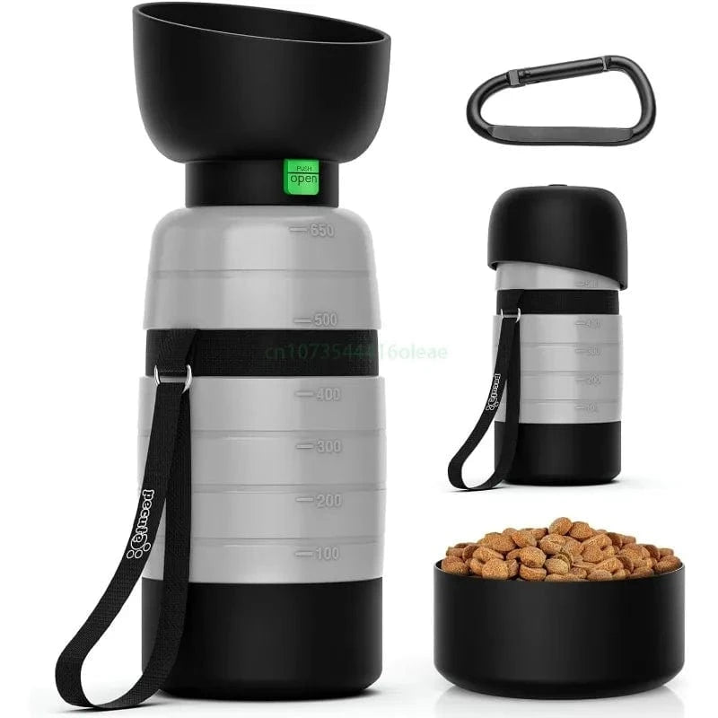 Dog Water Bottle with Food Container - Furry Tail Finds